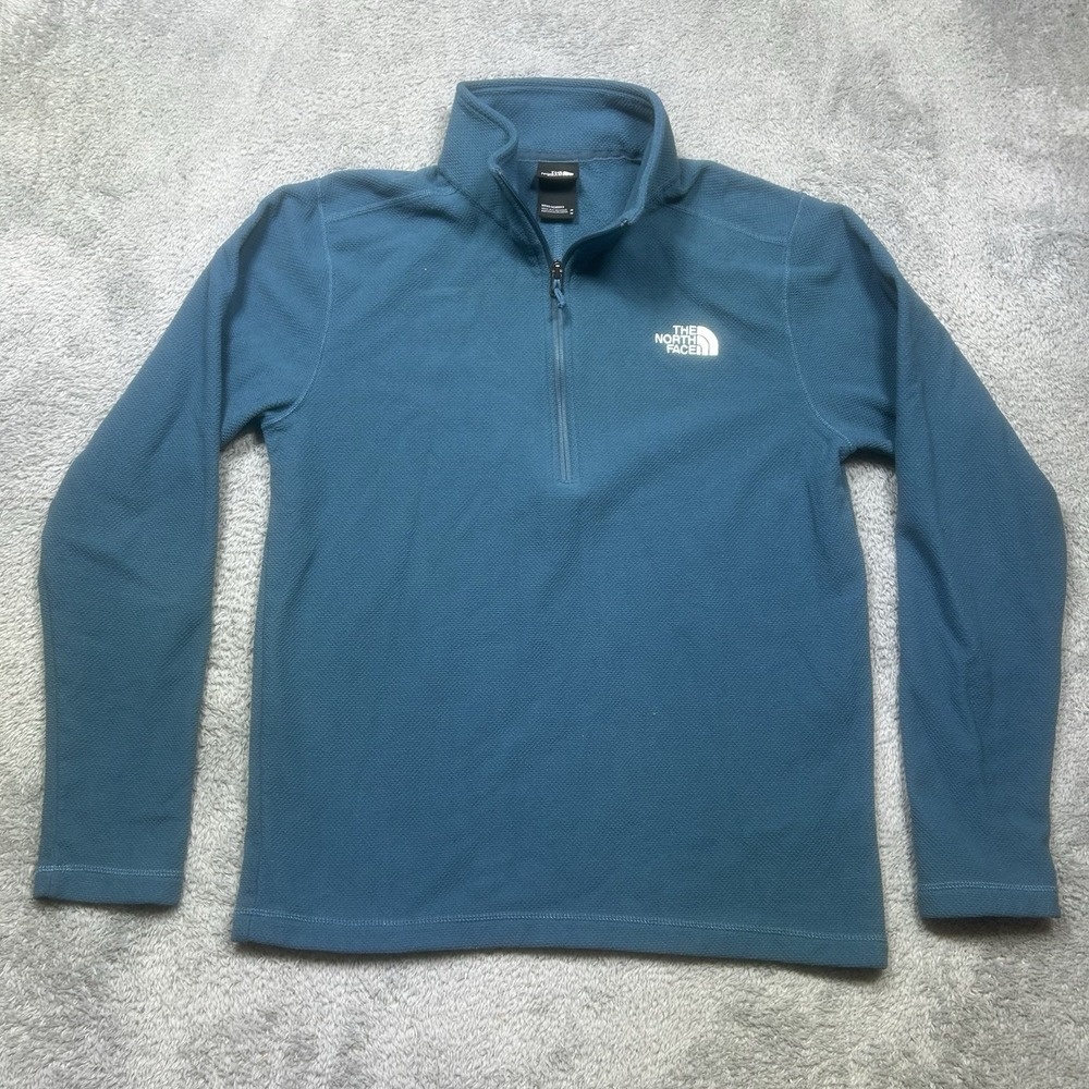 The North Face Sweater Mens M Teal Textured Cap Rock Fleece 1/4‎ Zip Pullover